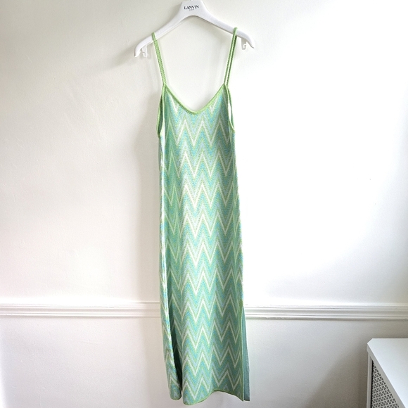 New Mango Chevron-Print Lurex Knit Midi Dress NWT Size 4 US / Small - Picture 7 of 9